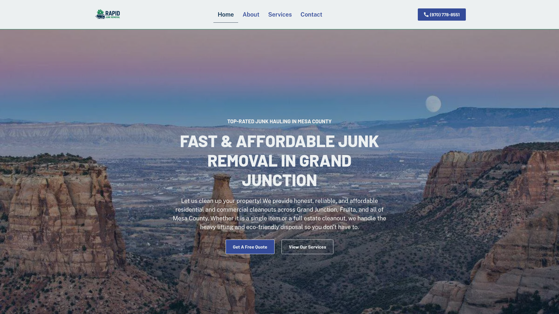 Rapid Junk Removal Pros website designed by Yareli Guzman